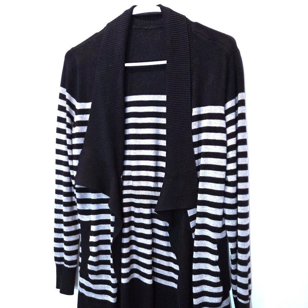 New York & Company Striped Cardigan Sweater Size M